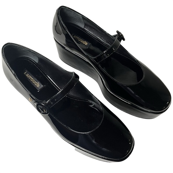 New Larroude Blair Platform Shoes Sz 8 Black Patent Mary Janes Whimsigoth No Box - Picture 3 of 11